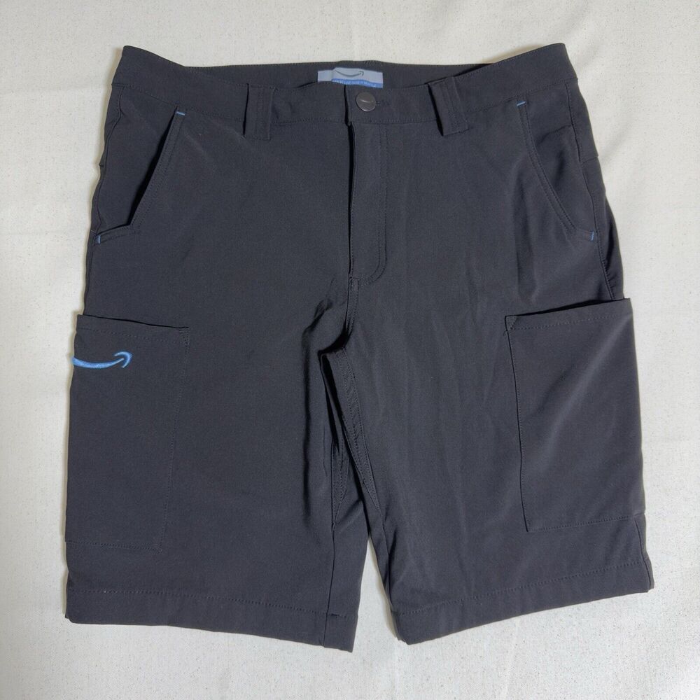 Amazon Luly Yang Shorts Mens M Black Cargo 10" Inseam Stretch Workwear 32-34